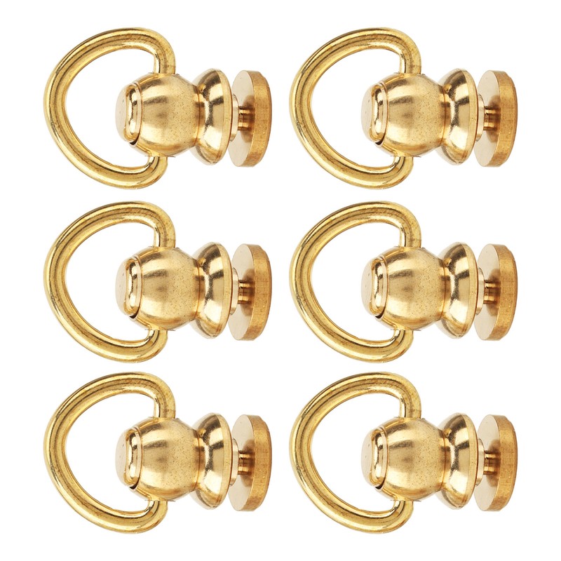 12 Sets D Ring Stud Screw Gold Brass Metal Plating