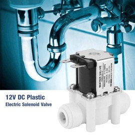 12V Solenoid Valve, DC12V Normally Close Water Valve Plastic Electric Magnetic Valve 3/8" Quick Connection for Water Purifier