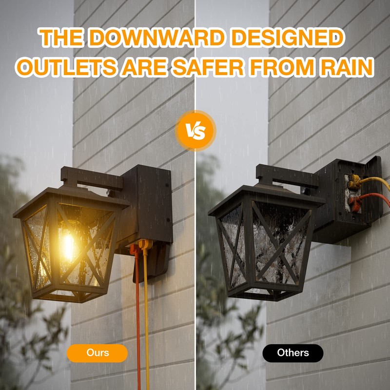 Ehaho Porch Lights with Outlet, Dusk to Dawn Outdoor with