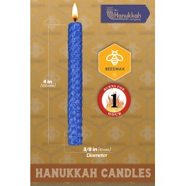 The Hanukkah Company Beeswax Chanukah Candles - Standard Size Fits Most Menorahs - Blue and White Beeswax Honeycomb Hanukkah Candles - Premium Quality Pure Bees Wax - 45 Count for All 8 Nights