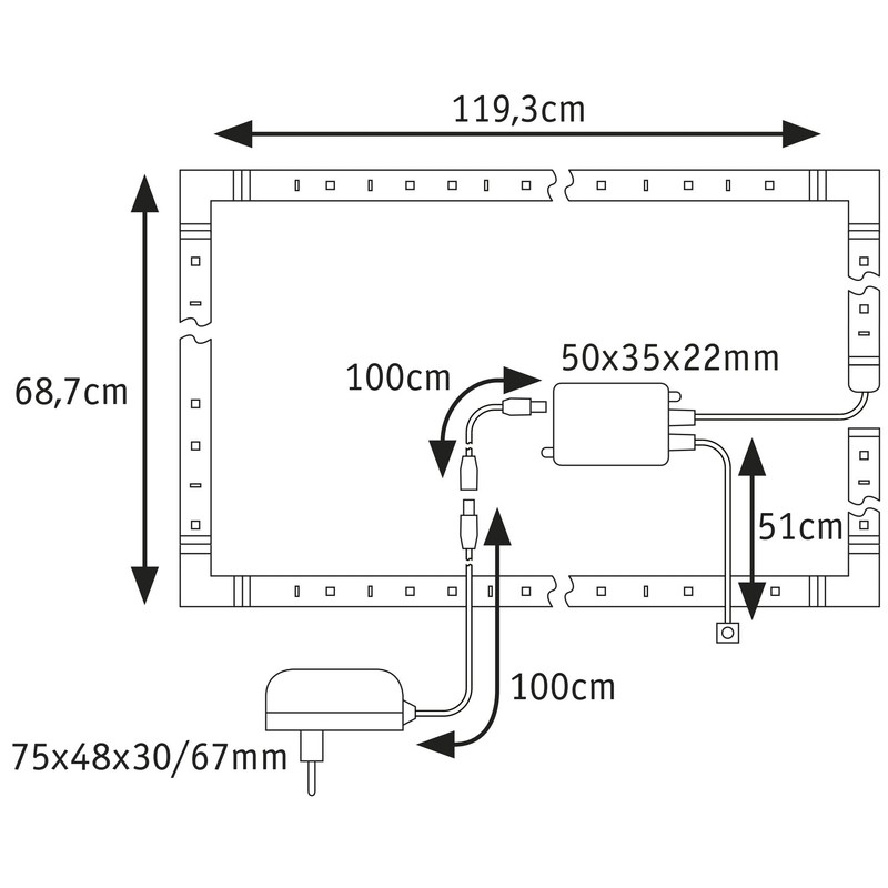 Paulmann 78875 MaxLED 250 LED Strip TV Comfort Basic Set