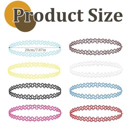 XUZWECP Pack of 12 Rainbow Necklace Vintage Elastic Necklace, Tattoo Choker Necklace Set Fashion Stretch Gothic Elastic Collar Jewellery Sets Women's Necklace Jewellery for Women Girls, Plastic