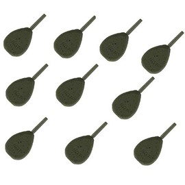 Carp-Corner 10x Carp Fishing Weights 1.5oz, 2oz, 2.5oz, 3oz, 3.5oz Inline Style Lead Green - Set of 10
