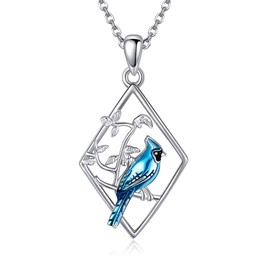 MONGAS Blue Jay Necklace Sterling Silver Blue Jay Pendant Bird Jewelry Bird Gifts for Women