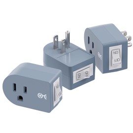 Cable Matters [ETL Listed] 3-Pack Grounded Outlet Switch with ON Off, Plug Switch ON Off, Single Outlet Adapter ON/Off, Gray