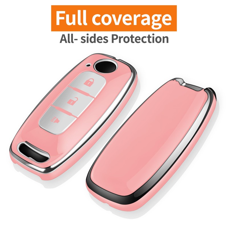 Sindeda for Nissan Key fob Cover with Leather Keychain Soft
