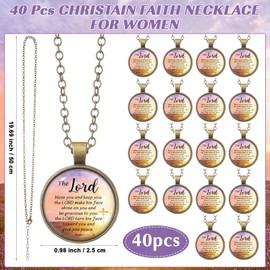 Aurelema 40 Sets Mother's Day Gift Bible Verse Pendant Necklaces Religious Jewelry Gift for Women Inspirational Necklaces