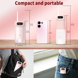 Rooman Water Flosser, 5-Mode Oral Irrigator with 5 Nozzles and 300 Ml Water Tank, IPX7 Waterproof Portable Flosser for Home and Travel(Pink)
