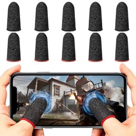 Finger Sack Games, 10 Pcs High Silver Fiber Content Seamless Sound Gaming Finger Gloves Smart Game Ultra Sensitive Ultra Thin Silver Fiber Sweatproof Finger Gloves Fit All Fingers Reduce False Touch,