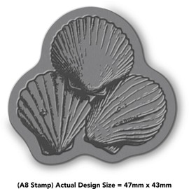 'Three Seashells' Rubber Stamp - Unmounted Design for Crafting & Scrapbooking, A8 (RS00056584)