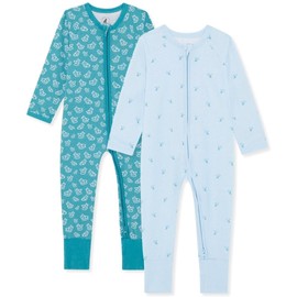 Bramble & Bear Unisex Baby (2 Pack) Toddler Sleepsuits, Tawny & Teal, 12-18 Months UK