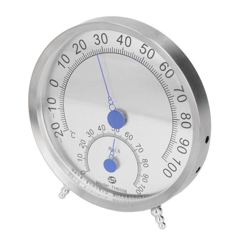 Round Thermometer Stainless Steel Waterproof Heat Resistant Thermometer Hygrometer for