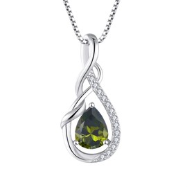 STARCHENIE Peridot Necklace for Women 925 Sterling Silver Infinity Teardrop Pendant Birthstone Jewelry