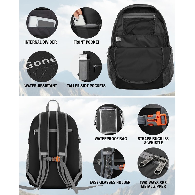 Gonex 30L Ultra Lightweight Packable Daypack Handy Foldable Camping Outdoor
