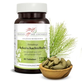 Horsetail Tablets 570 mg Active Ingredient, 80 Tablets, Premium Quality, Made in Austria, (Equisetum Arvense), Tablets Instead of Capsules, Vegan