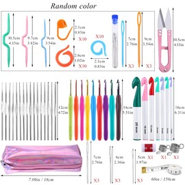 87 Pcs Crochet Hooks Set, Ergonomic Crochet Hooks Soft Grip Crochet Handles, Aluminum Crochet, Large-Eye Blunt Needles and Stitch Markers, Extra Long Knitting Needles for Sewing DIY Craft