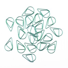 50Pcs Small Golden Paper Clips, Water Drop-Shaped Paperclips Bookmarks for Office Stationery Document, Memo, Poster, Photo (Green)