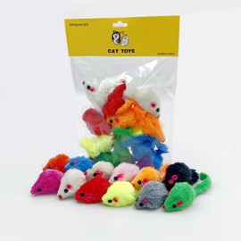 12 juguetes de mouse para gatos, juguetes interactivos de piel sintética con cuerpo de plástico, perfectos para gatitos, gatos y cachorros