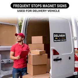 3 Pack Delivery Driver Magnet for Car, Reflective Delivery Vehicle Magnetic Car Signs, Heavy Duty Magnetic Signs for Delivery Driver Car for Frequent Stops(Black - 3 Pack)
