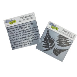 The Crafters Workshop Reusable Stencils for Crafts, Art, Journaling, Scrapbooking, Card Making, Airbrushing, Painting or Mixed Media, 2 Pk, 6" x 6", Ferns/Art is