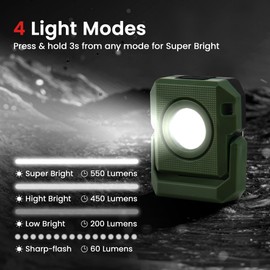 LAIMITTOS Mini Rechargeable LED Work Light, 550 Lumens Magnetic Flashlight Keychain Lights with Rotatable & Magnet Base Portable Mechanic Light for Car Repairing Outdoors Camping