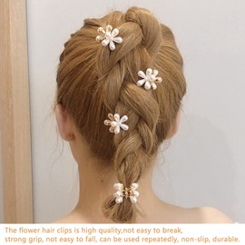 AUXHCYL 30 Pcs Flower Hair Claw Clips Set,Pearl Hair Clips Flower Design Small Pearl Claw Clips Small Flower Hair Clips Hair Accessories for Women Girls