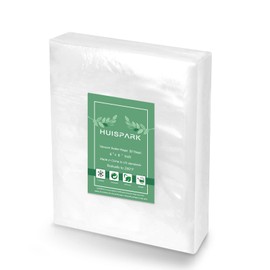 HUISPARK Vacuum Sealer Bags, 6"*8" 50 Pcs Heavy Duty Pre-Cut Design Commercial Grade Food Sealable Bag for Heat Seal Food Storage, Boilsafe to 280°F Freezable, Great for Storage, Meal Prep and Sous Vide…