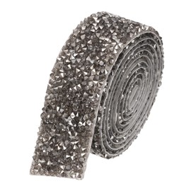 uxcell Crystal Rhinestone Ribbon, 1 Yard x 1 Inch Self-Adhesive Rhinestone Sticker Ribbon Banding Belt Wrap for Wedding Cakes Birthday Decorations Silver Grey