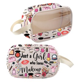 BNQL Makeup Artist Gifts Cosmetic Bag Esthetician Gift Just A Girl Who Loves Makeup Cosmetologist Travel Cosmetic Pouch Bag
