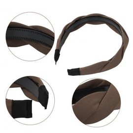 Husalsea 3 Fashionable Headbands Braided Hair Headband for Women Wide Edge Headband Headwear for Girls Black Beige Brown