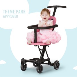 Dream On Me Lightweight and Compact Coast Rider Stroller with One Hand Easy Fold, Adjustable Handles and Soft Ride Wheels, Pink, 365-PINK