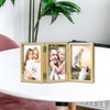 3 Picture Frame 4x6 Golden Triple Hinged MDF Wood with