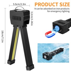 flintronic Gym Lamp for Posing, Portable Magnetic Led Flashlight，Waterproof 7th Gear Dimming Gym for Posing with 180 Degree Folding, USB-C Fast Charging, for Fitness, Camping Tents, Home, Office