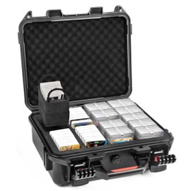 FLYDrone Graded Card Case Storage Box,Trading Card Waterproof Hard Case with 9 Dividers for Top Loaders,One Touch,Sleeved Cards Holder Baseball Football Basketball Sports Game Magnetic Cards