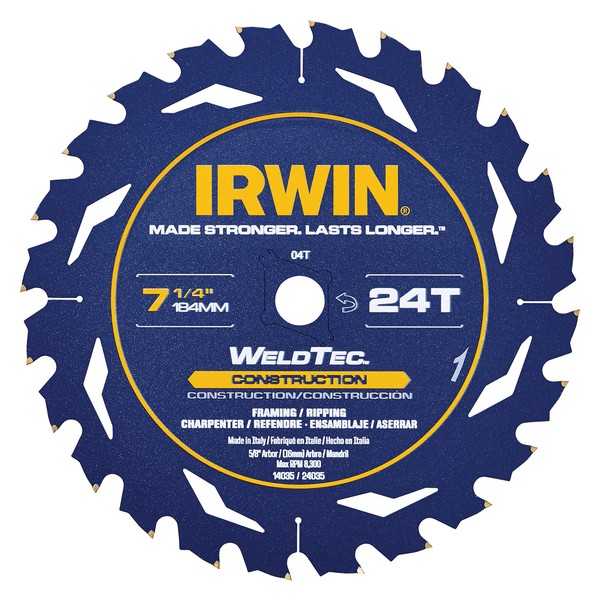 IRWIN Tools Marathon WeldTec Corded Circular Saw Blade, 7 1/4-inch,