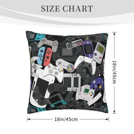 Gamer Controller All Throw Pillow Covers 18"X18" Cozy Velvet Square Throw Pillowcases Home Decor For Bed Couch Sofa Living Room Cushion Cover