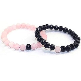 Handmade Healing Crystal Bracelet For Unisex Adult,Reiki Amethyst Pink Rose Quartz, Black Tourmaline Bracelet (Combo Of 2)