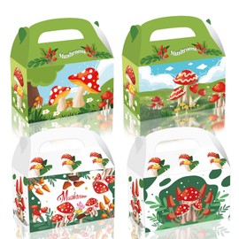12 Pcs Mushrooms Party Favor Boxes,Wild Mushroom Party Gift Box,Green Mushroom Treat Box,Mushrooms Party Cadny Goodie Bag for Birthday Baby Shower