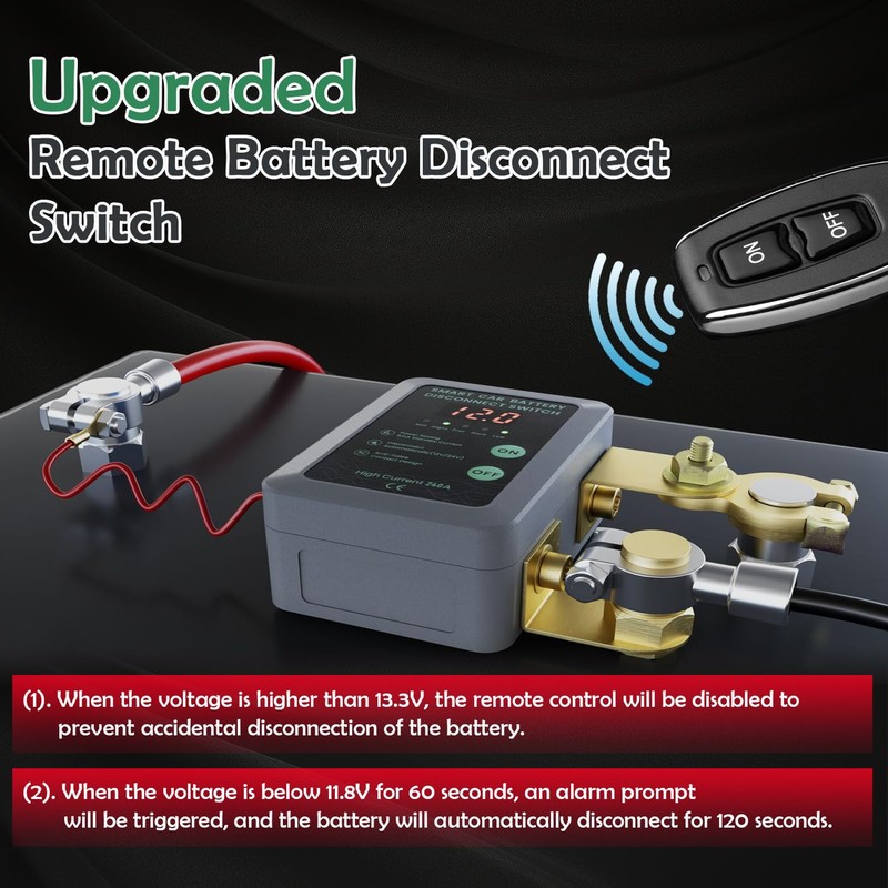 DZG Remote Battery Disconnect Switch DC 12V 240A Anti-Theft Car