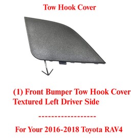 US AUTO PARTS PLUS New Front Bumper Tow Hook Cover Textured Left Driver Side Direct Replacement For Toyota RAV4 2016-2018 532860R080 TO1029108