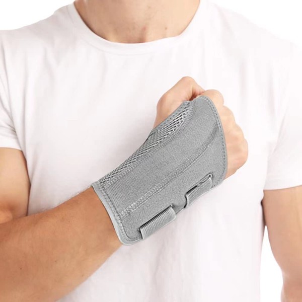 RUGUOA Wrist Splint Carpal Tunnel Syndrome Splint Wrist Bandages Wrist Bandage Carpal Tunnel Wrist Support for Sprains, RSI, Tendonitis (S/M Left, Grey)