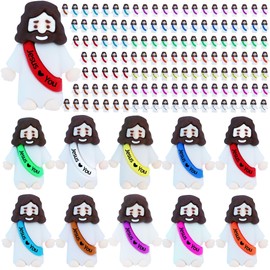 ILHSTY 150 Pcs Little Jesus Figures – Mini Rubber Jesus Toys Jesus Love You for Easter Egg Fillers Egg Hunts Religious Party Favors Gifts Hide and Seek Baptism Gifts Sunday School (Mix 10 Color *150)