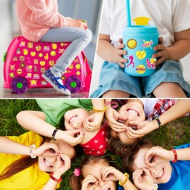 M AMFEOV Softball Birthday Decorations, 80PC Softball Birthday Party Decorations Include 10 Bracelets,10 Button Pins,10 Keychains, and 50 Stickers, Fun Softball Themed Party Decorations