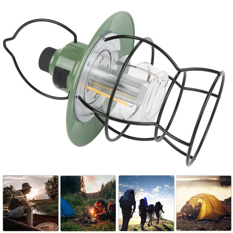 LED Camping Light Retro Style Rechargeable 3 Stepless Dimming Modes