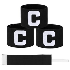 3PCS Captain Armbands, 7x33 Cm/2.75x13 Inch Black Soccer Captain Armband Adjustable Leader Armband Team Sport Armband Football Rugby Basketball Player Band for Adult Youth Soccer Volleyball Team