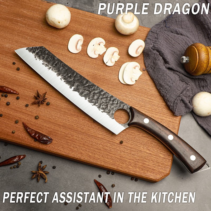 Purple Dragon Chef Knife Meat and Vegetable Cleaver Hand Forged
