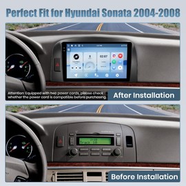 4+64G Android 15 Radio for Hyundai Sonata 2004-2008, 9" Touchscreen for Sonata Car Stereo, Wireless CarPlay/Android Auto, 5GHz WiFi, Bluetooth 5.0, EQ, GPS, 1280 * 720, Backup Camera