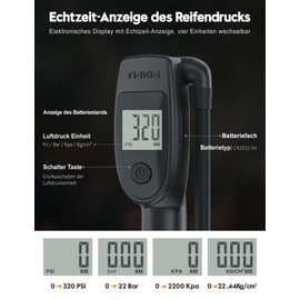 Tiakia High Pressure Damper Pump with Digital Pressure Gauge 320 PSI for Air Damper and Suspension Fork, Portable Bicycle Pump Aluminium Tyre Pump Bicycle Frame Pumps, for Schrader/Presta, DH, MTB