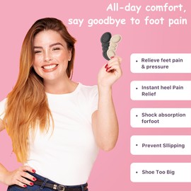 Heel Pads - Heel Inserts for Women, High Heel Comfort Pads, Non-Slip Heel Grips, Shoe Filler & Heel Protectors for Women's Shoes (4Pairs)
