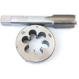 HUAZHICHUN 1PC 7/8-16 UNS Tap + 1PC 7/8-16 UNS Die, HSS Tap and Die Set Right Hand Tap